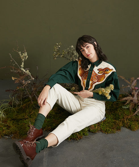 Deer Embroidery Blouse